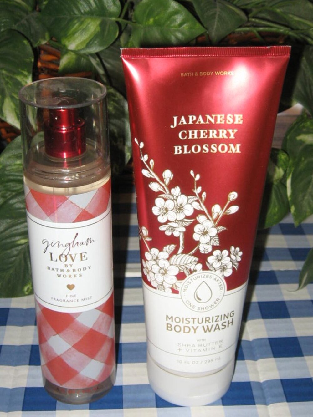 BBW Japanese Cherry Blossom Body Wash & Gingham Love Fragrance Mist Lot of 2 NWT